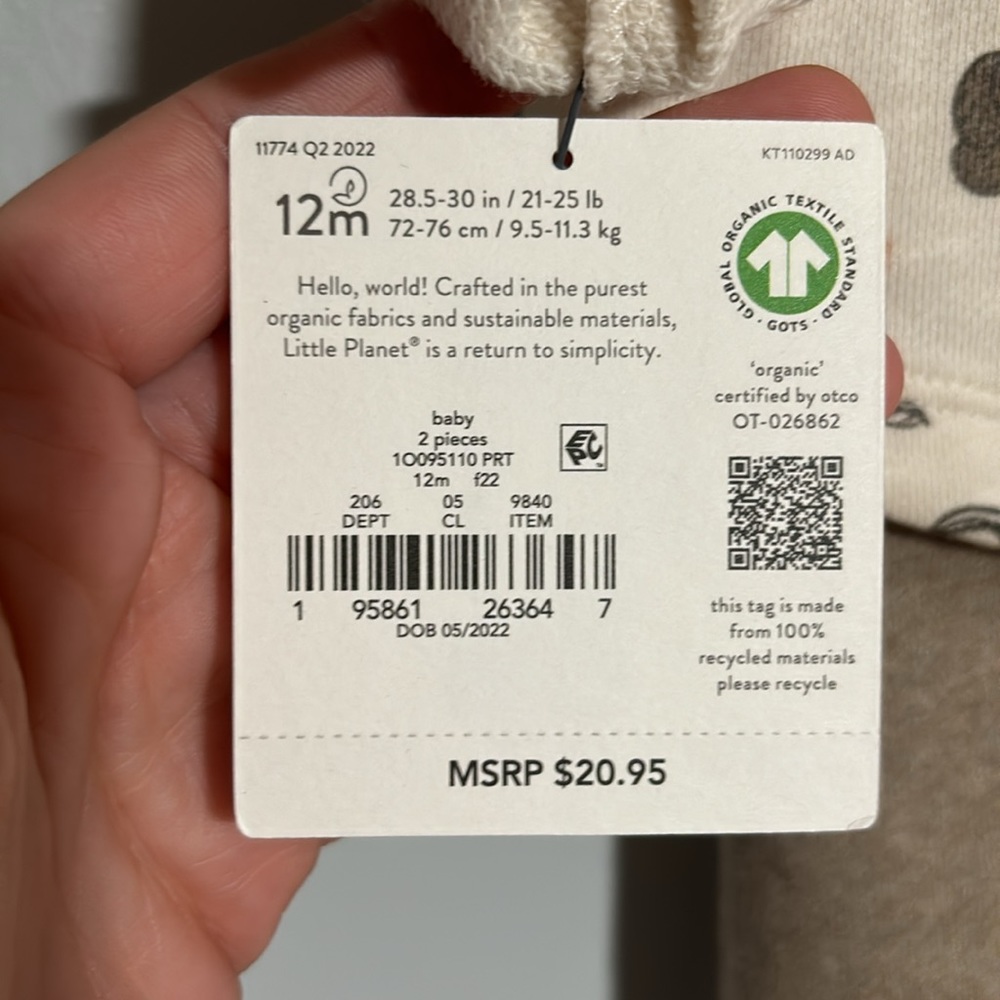 Little Planet by Carters size 12M Fall Pumpkin 2 piece outfit - Picture 4 of 6